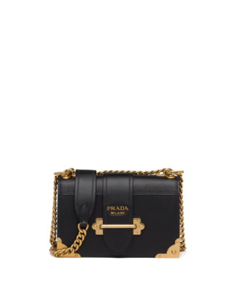 Prada Cahier Genuine Leather Shoulder Bag for Women - Black Luxury Handbag | Perfect for Work, Evening Events & Travel Accessories