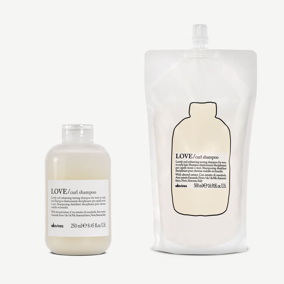 LOVE Curl Shampoo Refill Duo Pack - Sulfate Free Hydrating Shampoo for Curly Hair - Perfect for Daily Hair Care & Salon Quality Results at Home