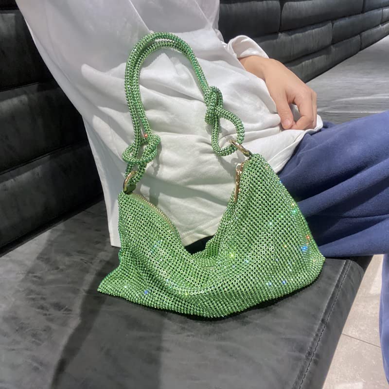 Sparkly Rhinestone Evening Bag for Women - Silver & Black Hobo Purse for Prom, Party, Wedding | Elegant Clutch for Night Out, Dinner Date, Special Occasions