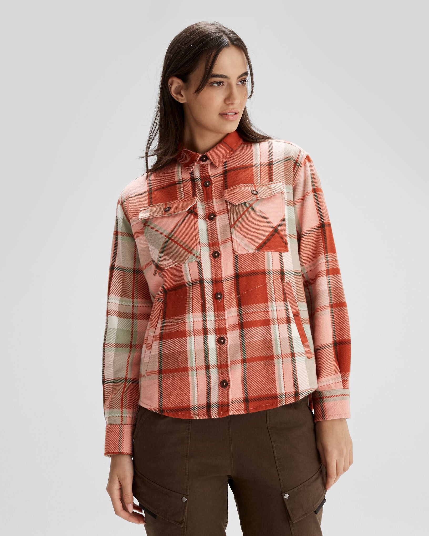 Women's Huntly Long Sleeve Plaid Shirt - Soft Flannel Button Down Top for Fall & Winter - Perfect for Cabin Retreats, Outdoor Adventures and Casual Office Wear