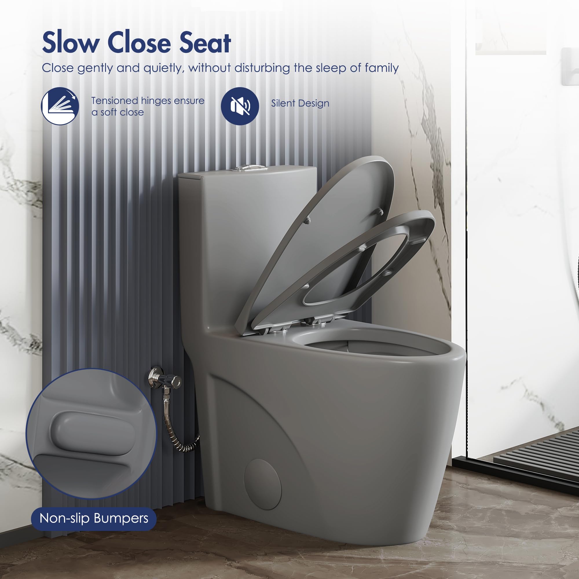 Eridanus Elongated One Piece Toilet - Powerful Siphon Dual Flush 1.1/1.6 GPF, 12