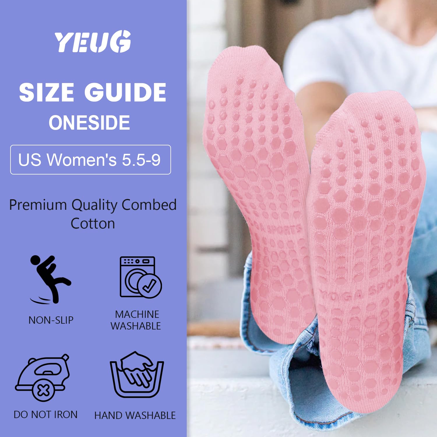 Non-Slip Yoga Socks for Women - 4/6 Pairs Grippy Pilates Socks for Barre & Workout