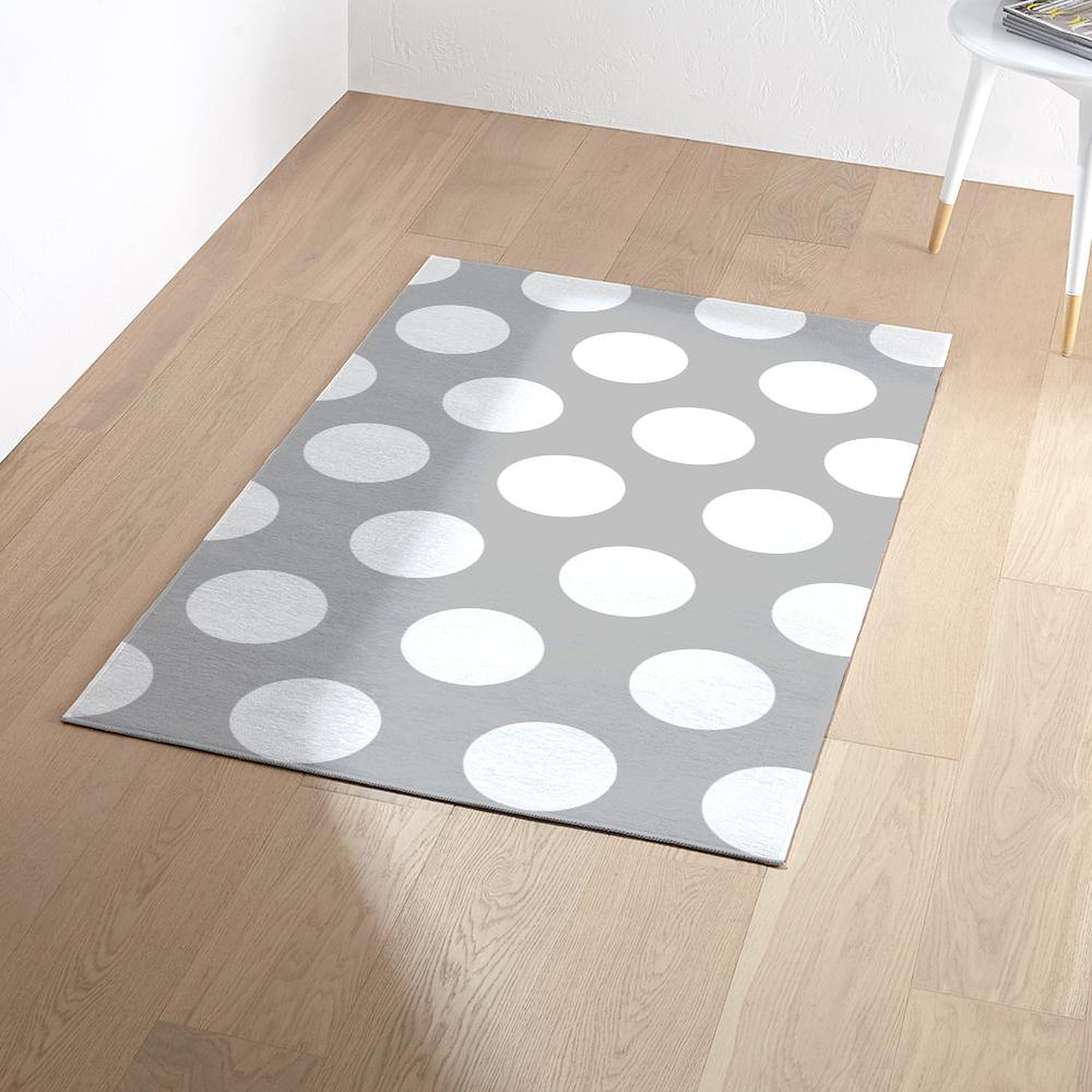 Grey Large Polka Dot 3'X5' Area Rug - Soft Fabric Throw Rug for Living Room, Bedroom & Office Decor | Non-Slip Floor Mat for Home Interior Design