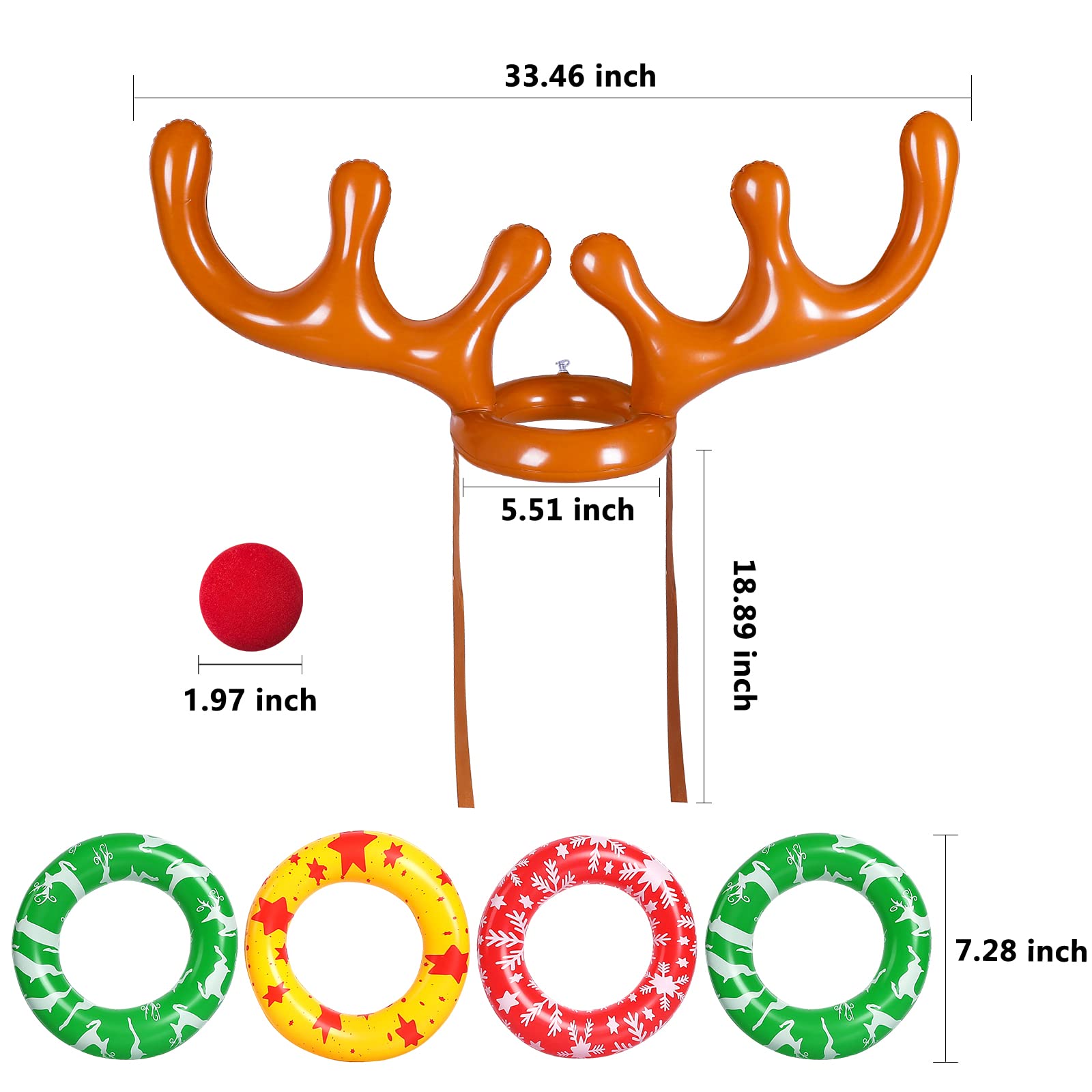 MGparty Christmas Inflatable Reindeer Antler Toss Game - Fun Holiday Ring Toss for Kids & Teens - Indoor/Outdoor Party Game - Perfect for Xmas Parties, Family Gatherings & Backyard Fun