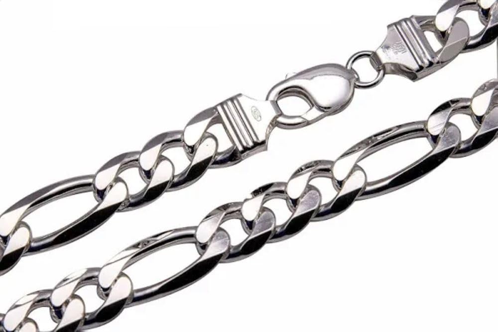 Verona Jewelers 925 Sterling Silver Men's Figaro Chain Necklace 8.5-10.5mm | Italian Made 20-30 Inch Silver Necklace for Men | Perfect Gift for Birthday, Anniversary & Special Occasions