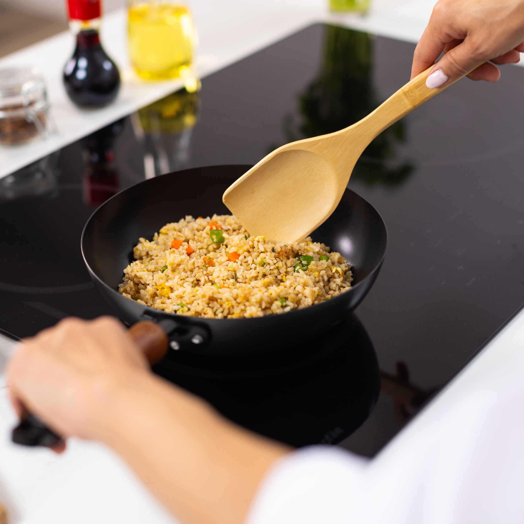 9.5 Inch Carbon Steel Ceramic Nonstick Stir Fry Pan - Classic Series Wok for Asian Cooking, Sauteing & Stir Frying - Professional Restaurant-Grade Cookware for Home Chefs