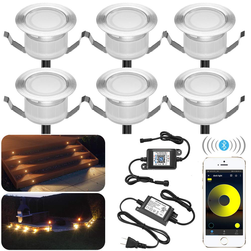 Sumaote 6-Pack Bluetooth LED Deck Lights Kit - 1.77