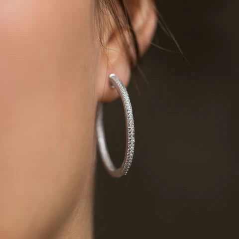 Sterling Silver Cubic Zirconia Hoop Earrings for Women - Elegant M H W ACCESSORIES - Perfect for Parties, Weddings & Everyday Wear