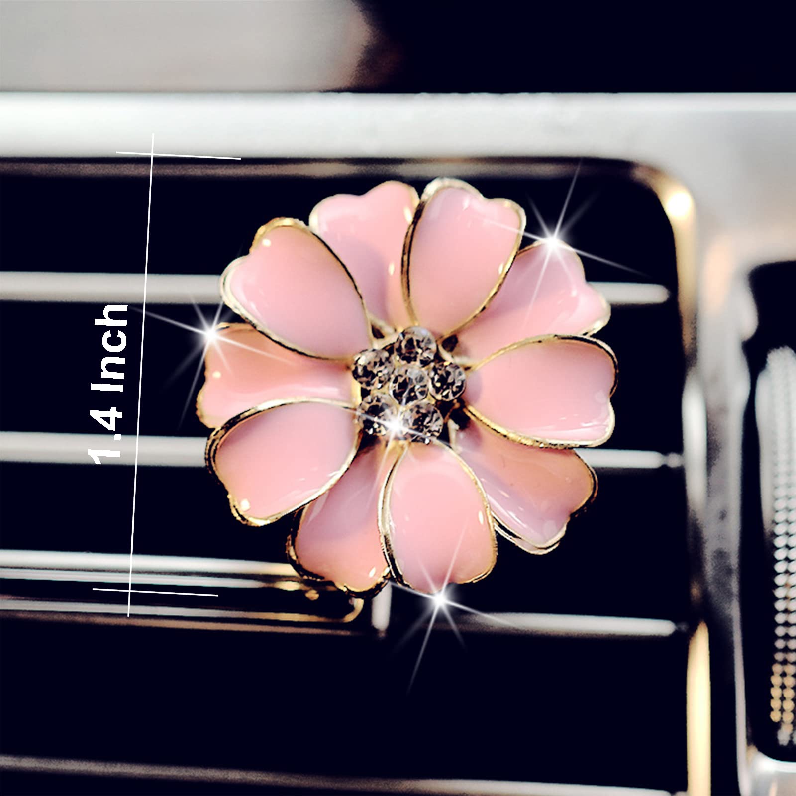 2Pcs Daisy Flower Car Air Vent Clips - Cute Rhinestone Car Air Freshener Decorations for Women & Girls | Car Interior Accessories for Home, Office & Travel