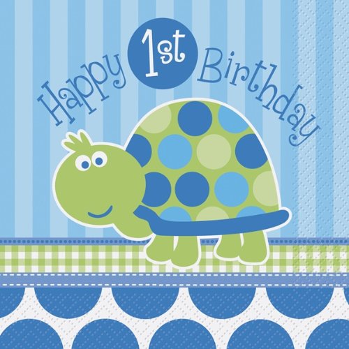 1st Birthday Turtle Themed Party Napkins - 20 Count, Premium Quality for Baby Showers, Birthday Celebrations & Special Occasions