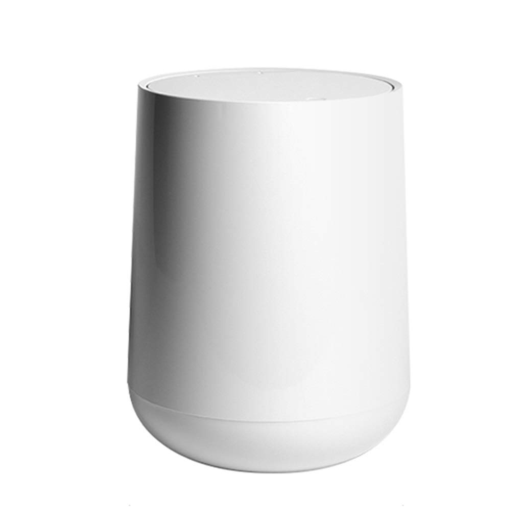 Round Trash Can with Removable Liner - 3.4 Gallon Waste Basket for Bathroom, Bedroom, Kitchen & Craft Room - Double Barrel White Garbage Bin | Perfect for Home, Office & Dorm Organization
