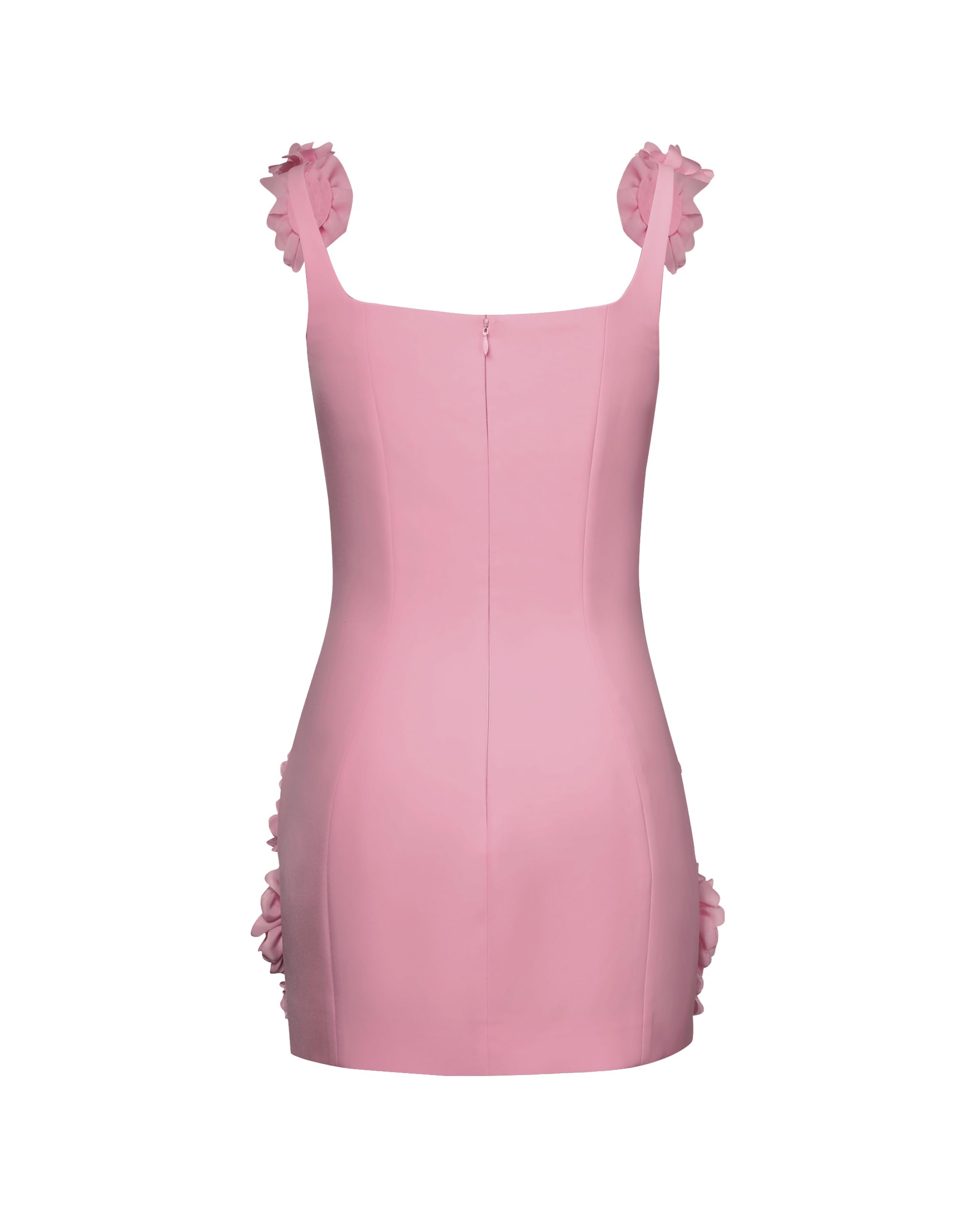 JW PEI Women's Elaina Pink Rosette Applique Mini Dress - Elegant Floral Cocktail Party Dress for Weddings, Date Nights & Special Occasions