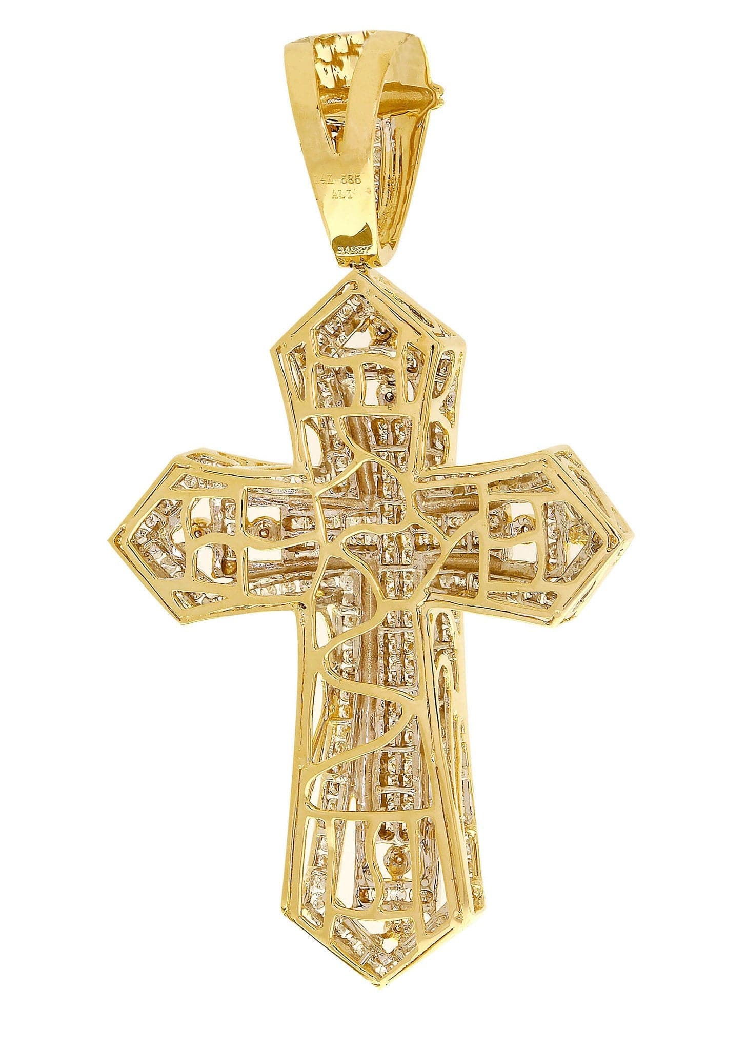 4.08 Carat Diamond Cross Pendant Necklace - 31.76 Grams Solid Gold Religious Jewelry for Women - Perfect for Baptism, First Communion & Special Occasions