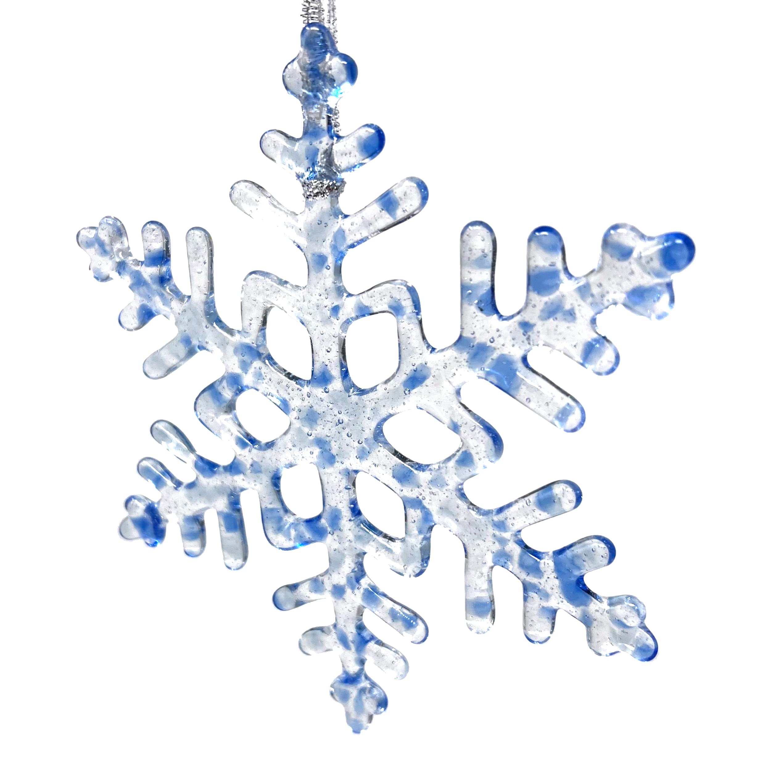 Handmade Sapphire Crystal Glass Snowflake Christmas Ornament - Large Modern Holiday Decoration for Christmas Tree, Suncatcher & Stocking Stuffer - 2024 Edition - Perfect for Festive Home Decor & Gift Giving