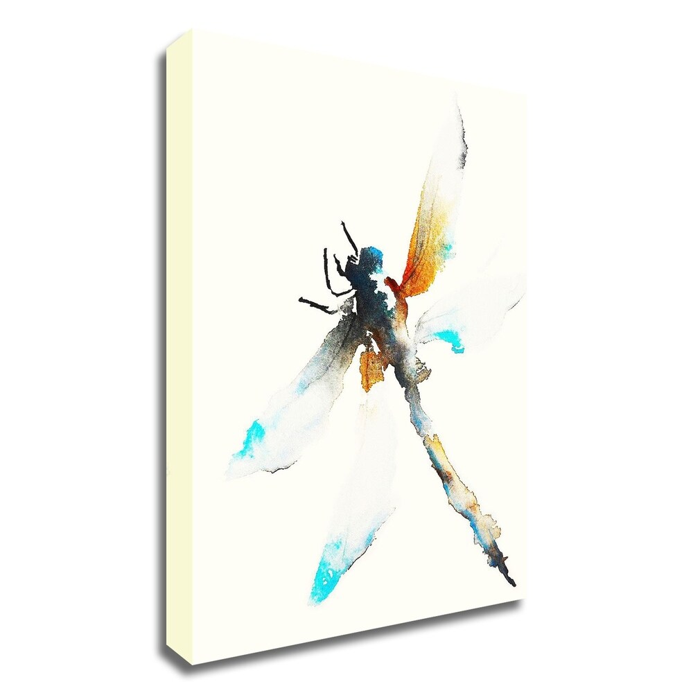 Blue & Brown Dragonfly Art Print by Karin Johannesson - Premium Canvas Wall Decor Ready to Hang - Perfect for Living Room, Bedroom & Office Decor