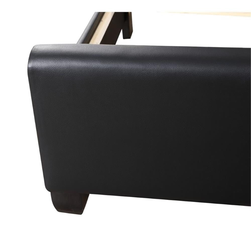 Glory Furniture Marilla Faux Leather Upholstered Full Size Bed Frame in Black - Modern Bedroom Furniture for Adults & Guest Rooms