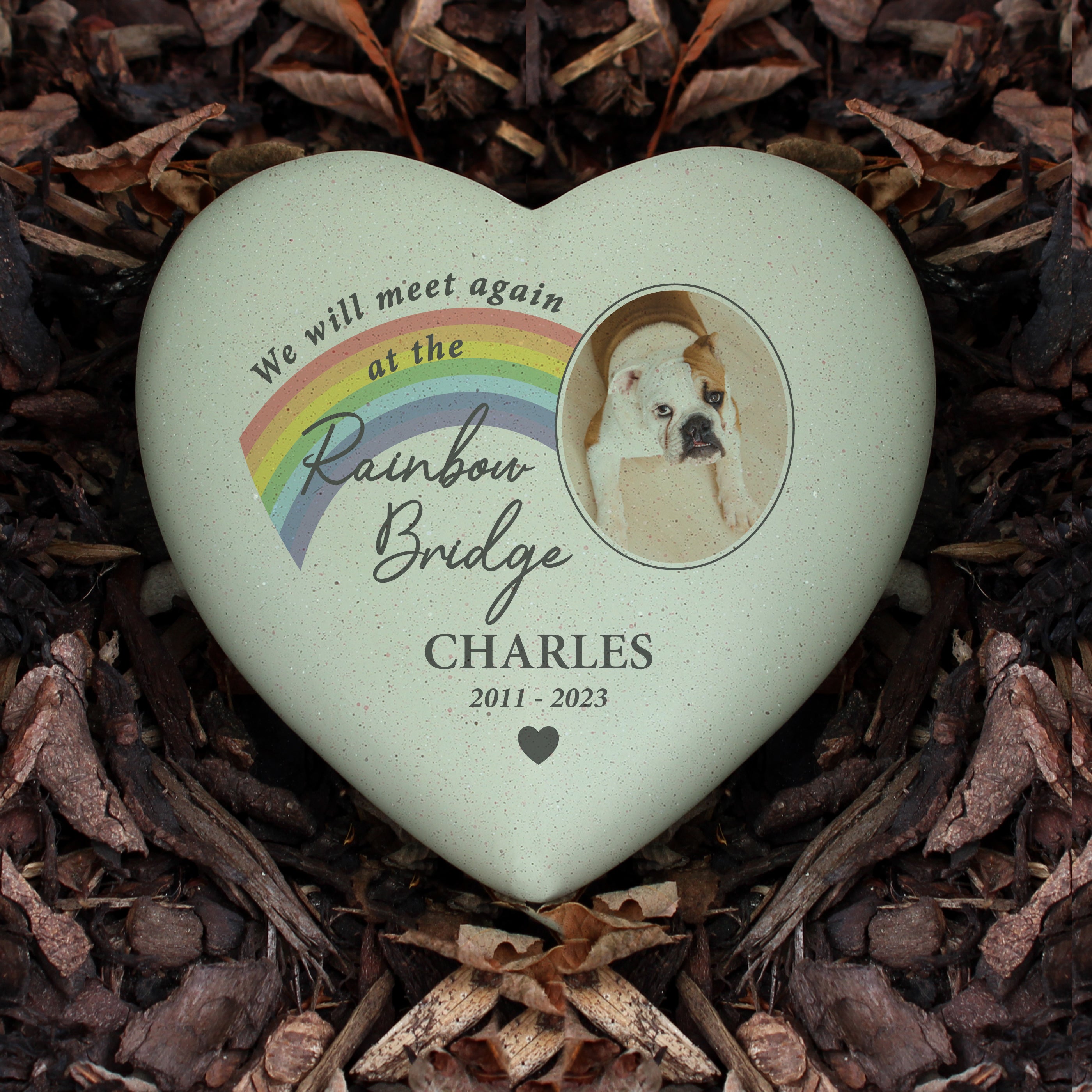 Personalized Pet Memorial Heart - Custom Rainbow Bridge Photo Upload - Resin Keepsake for Pet Loss Remembrance - Perfect for Pet Memorial Gifts & Sympathy Decor