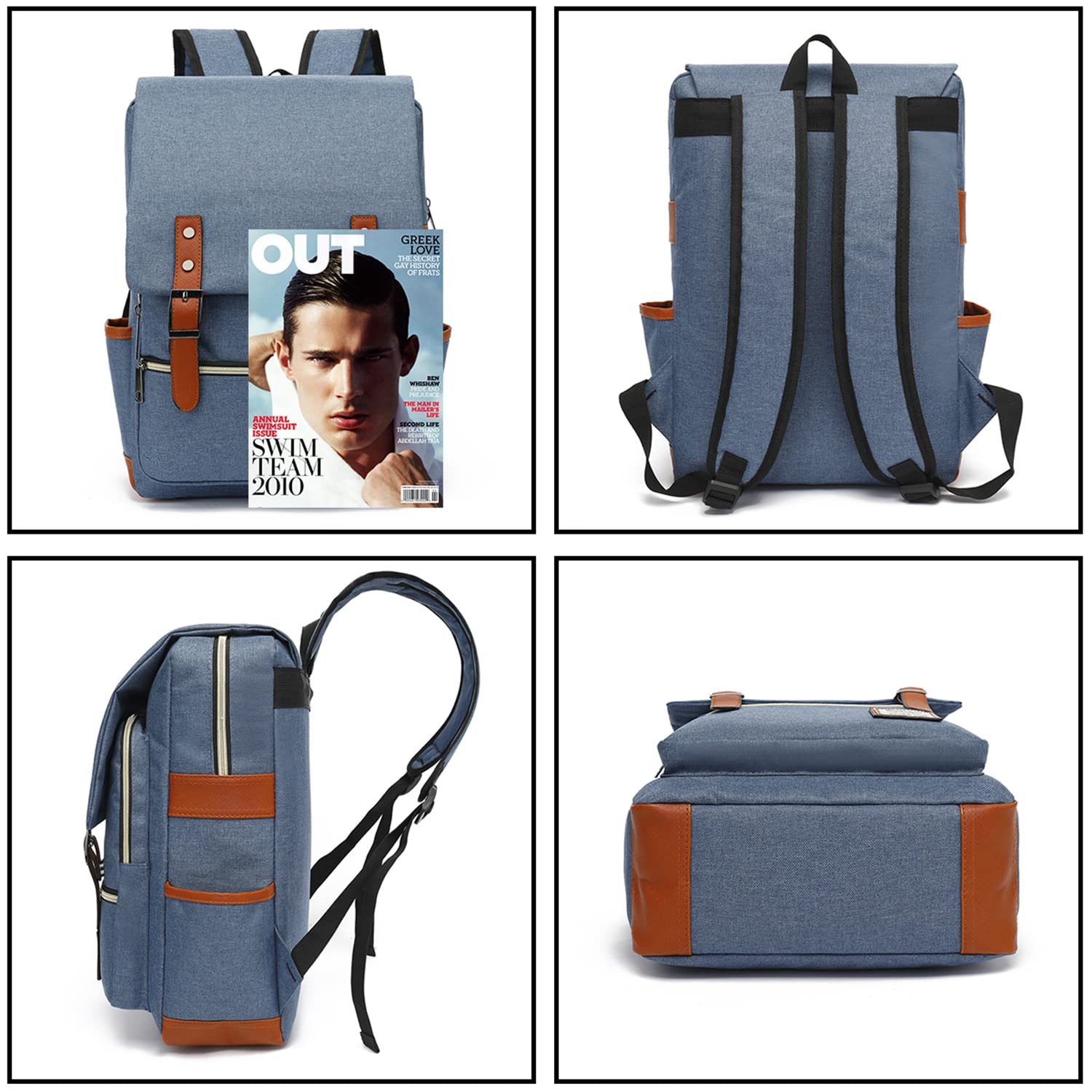 UGRACE Slim Business Laptop Backpack for Men & Women - Water Resistant 15.6 Inch Laptop Bag with USB Charging Port - Perfect for Office, College, Travel & Commuting (Blue)