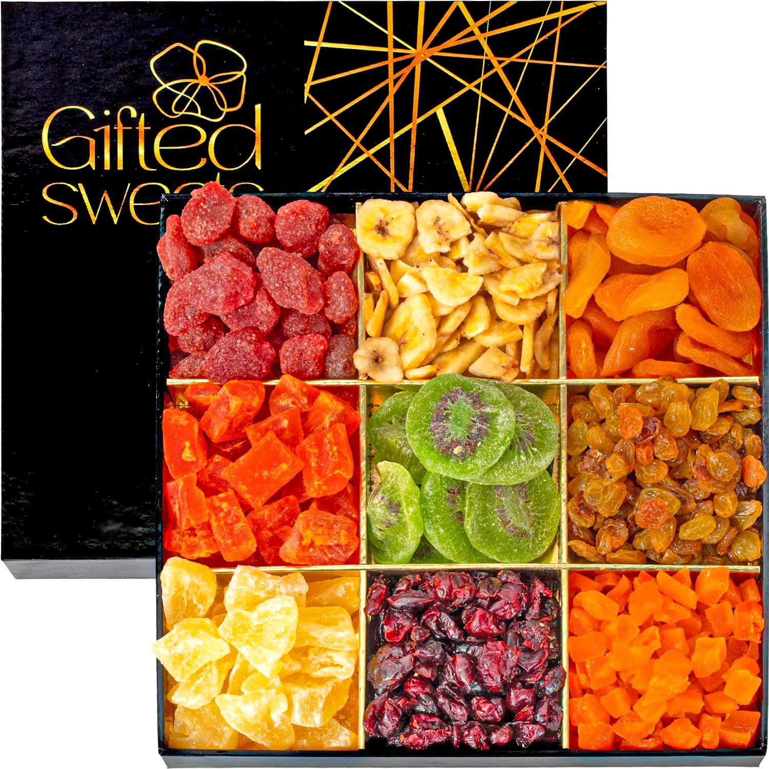 Premium Dried Fruit Gift Basket - 9 Gourmet Assortment Snack Box in Elegant Packaging | Healthy Birthday, Anniversary & Sympathy Gift for Men & Women | Perfect for Office Snacks, Holiday Gifting & Healthy Lifestyle