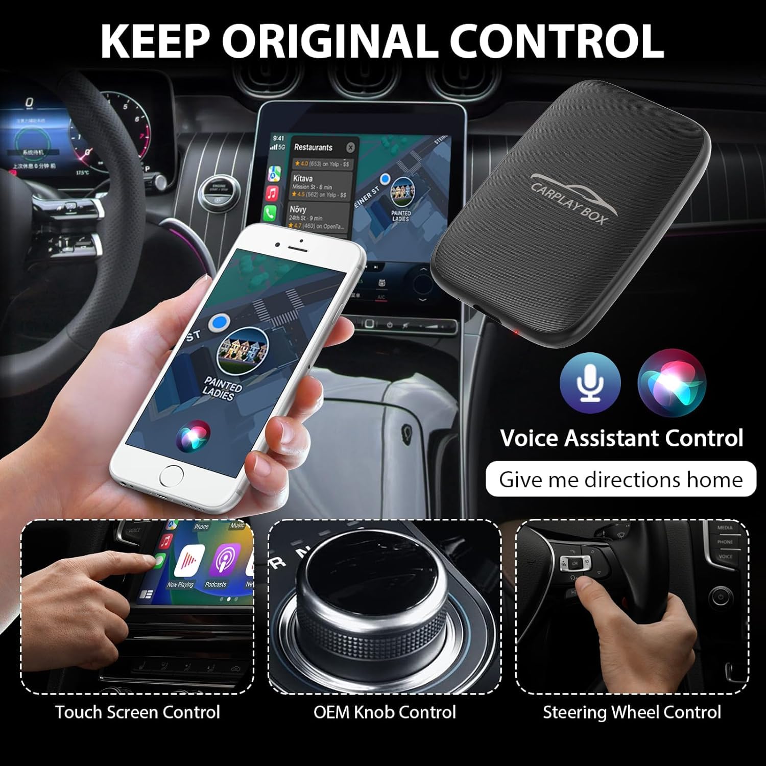 2-in-1 Wireless CarPlay & Android Auto Adapter - Convert Wired to Wireless for Factory Cars | Enjoy Netflix & YouTube on Road