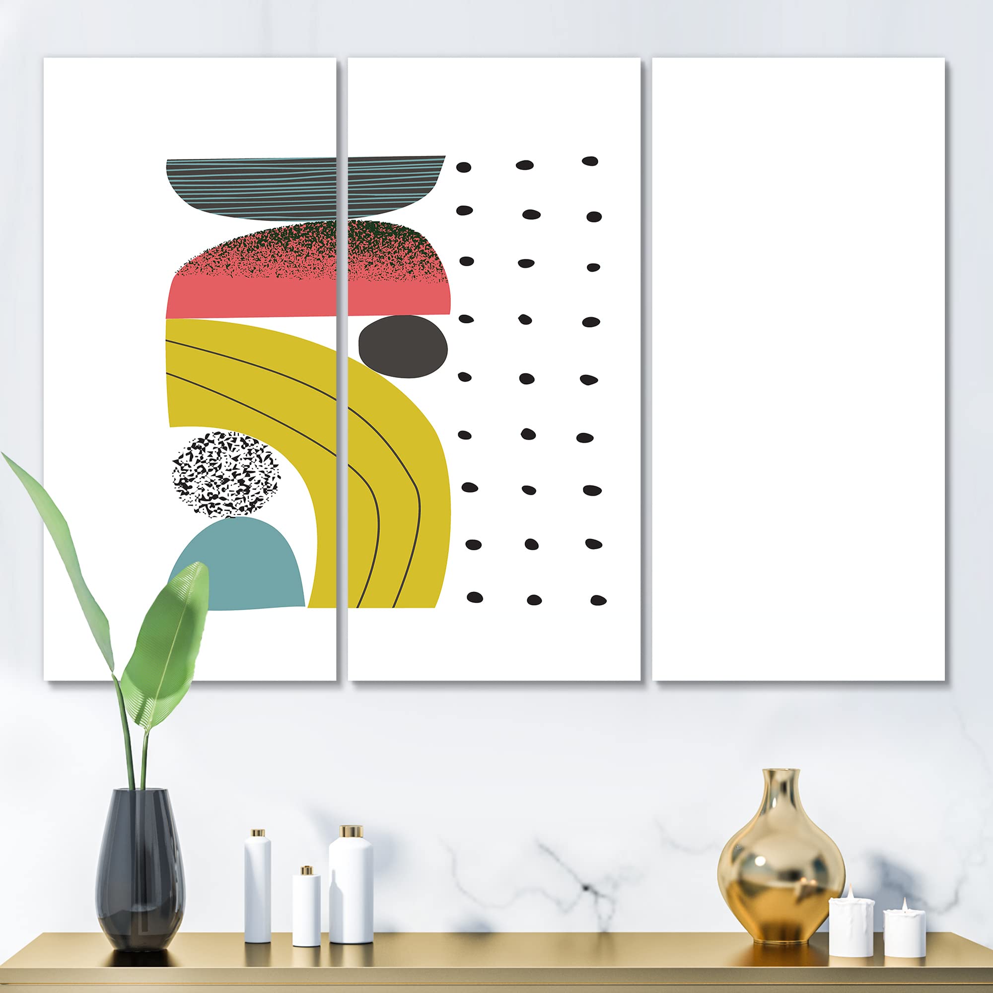DesignQ Colorful Geometric Abstract Art Canvas Print - Modern Wall Decor for Living Room, Bedroom & Office | Handmade Collage Artwork