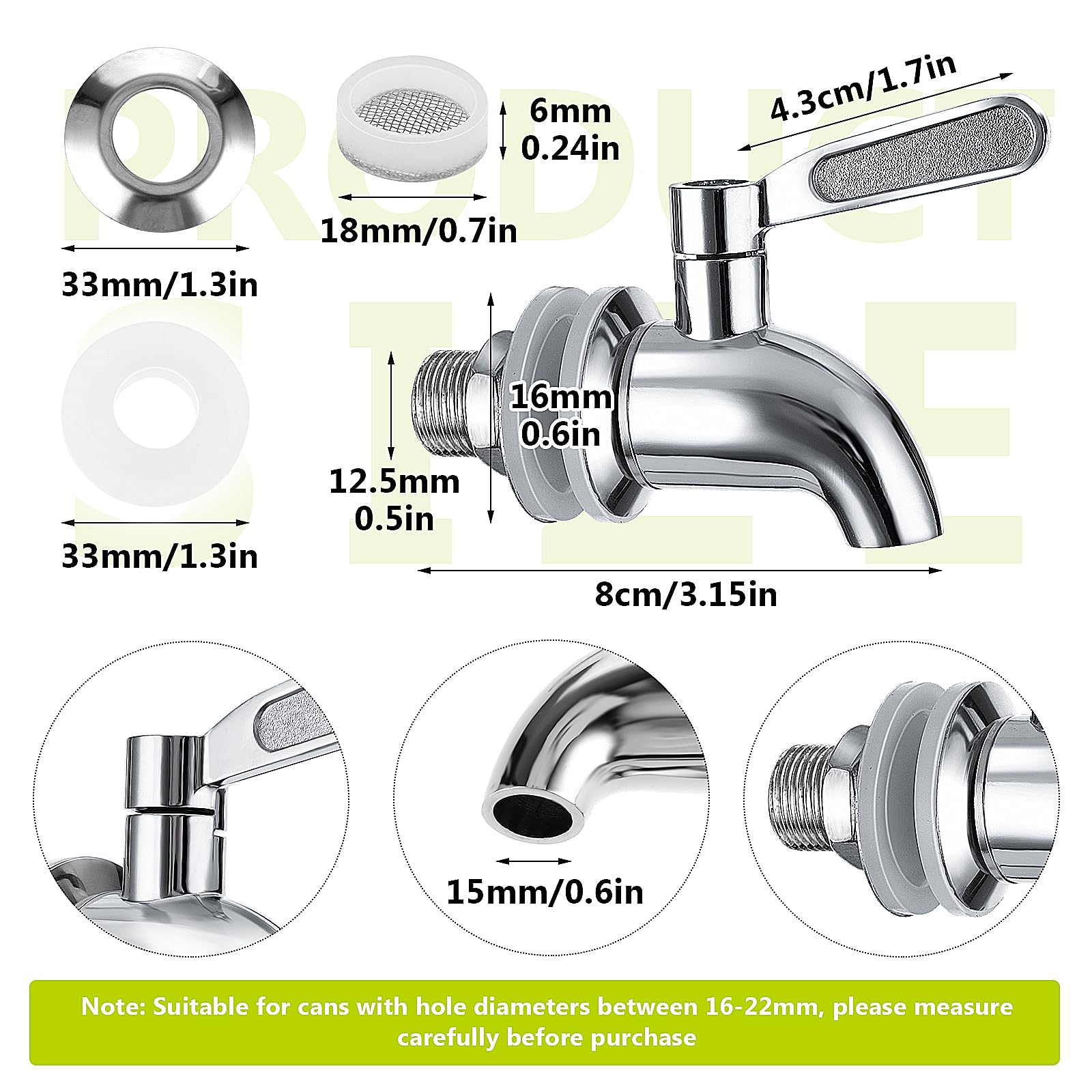 Stainless Steel Beverage Dispenser Spigot - No Leak Water Spout Tap for Drink Buckets, Glass Jugs & Water Dispensers - Perfect for Parties, Camping & Home Use