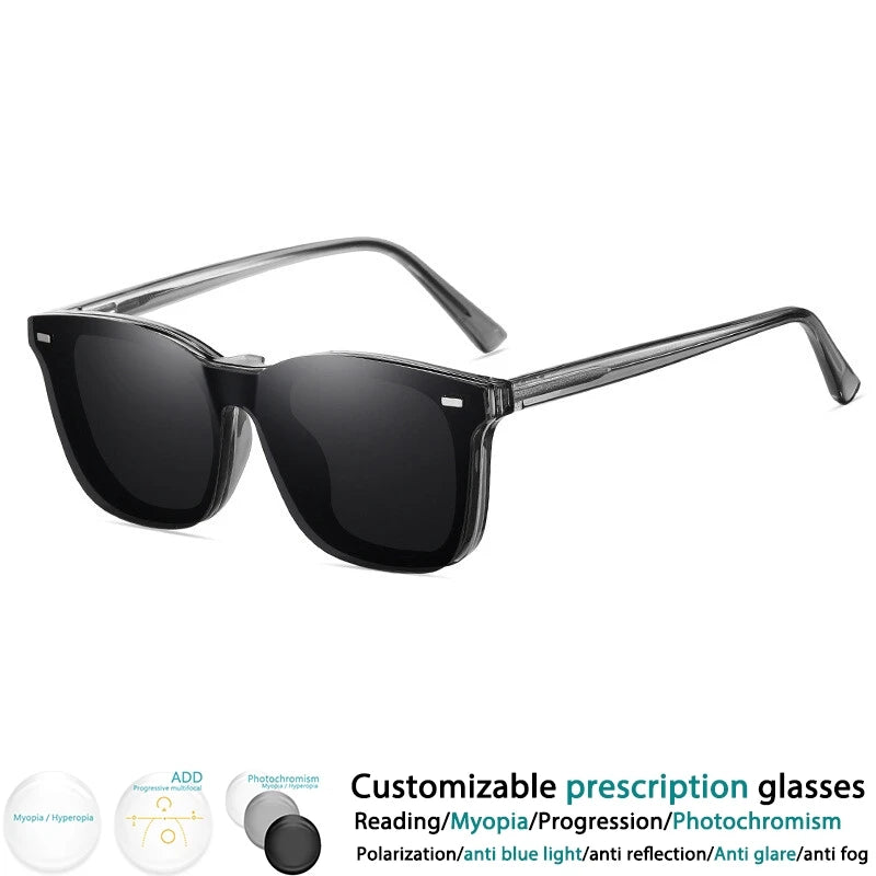 CCSpace Women's Square Full Rim Eyeglasses with Clip-On Sunglasses - Lightweight TR90 Alloy Frame - Fashionable Reading Glasses for Work, Driving & Outdoor Activities