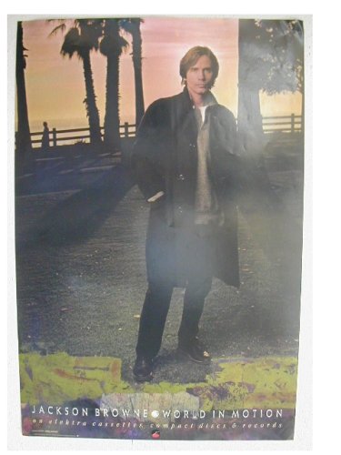 Jackson Browne 'World in Motion' Vintage Concert Poster - Classic Beach Performance Art Print for Music Fans & Home Decor
