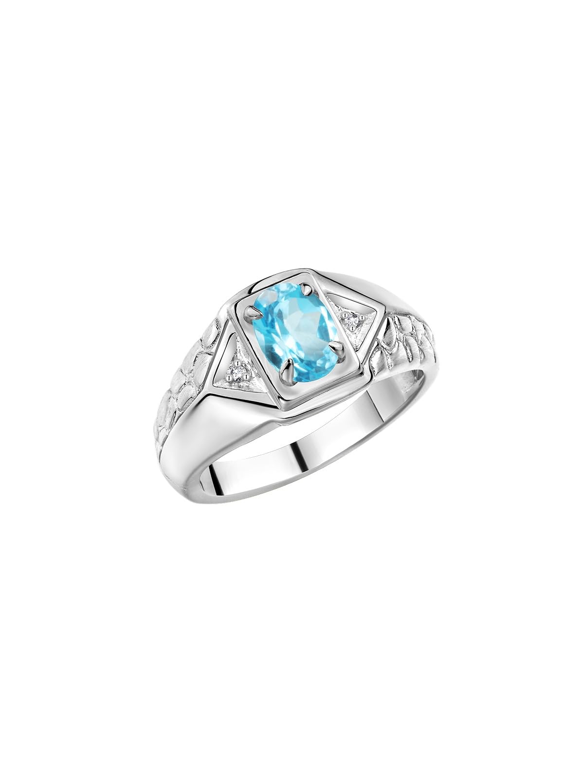 RYLOS Sterling Silver Men's Birthstone Ring with Oval Gemstone & Diamond - Size 8-13 - Elegant Jewelry Gift for Anniversary, Wedding & Special Occasions
