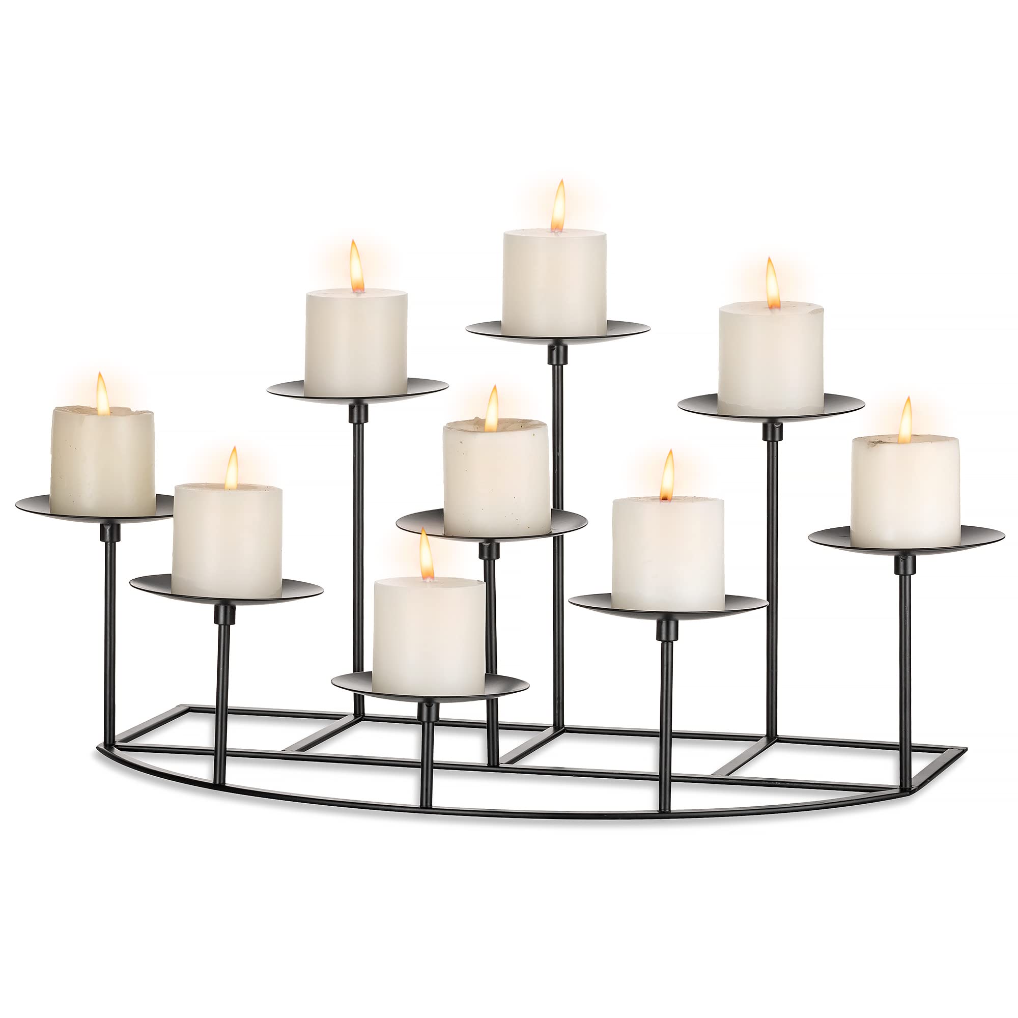 Matte Black Metal Candelabra Candle Holder with 9 Stands - Elegant Fireplace & Table Centerpiece for Christmas, Halloween, Weddings & Home Decor - Perfect for Mantel, Floor, and Dining Table Displays