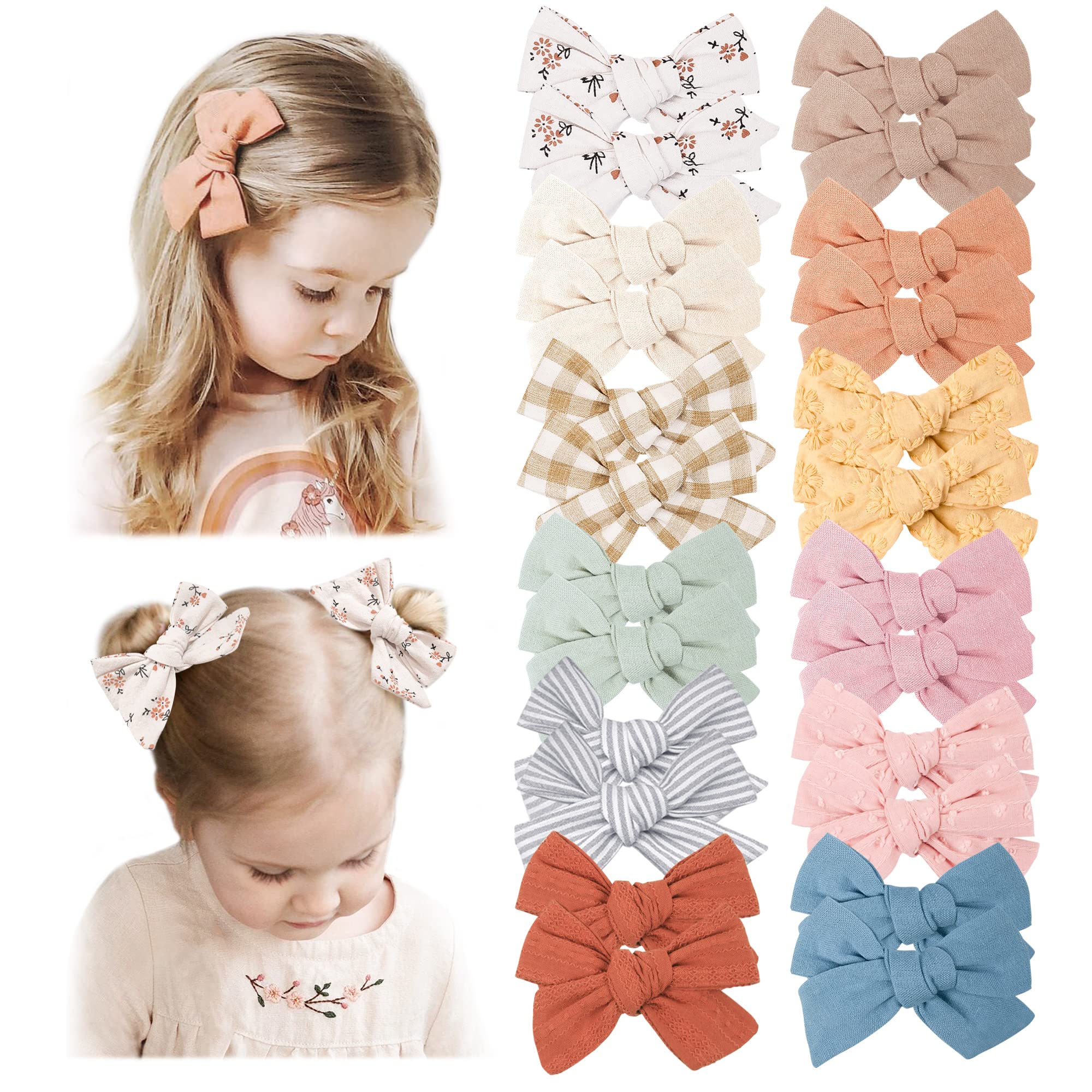 Niceye 24 Pack Baby Girl Hair Clips Set - Handmade Hair Bows & Barrettes with Alligator Clips for Infants, Toddlers & Kids | Perfect for Parties, School & Daily Outfits