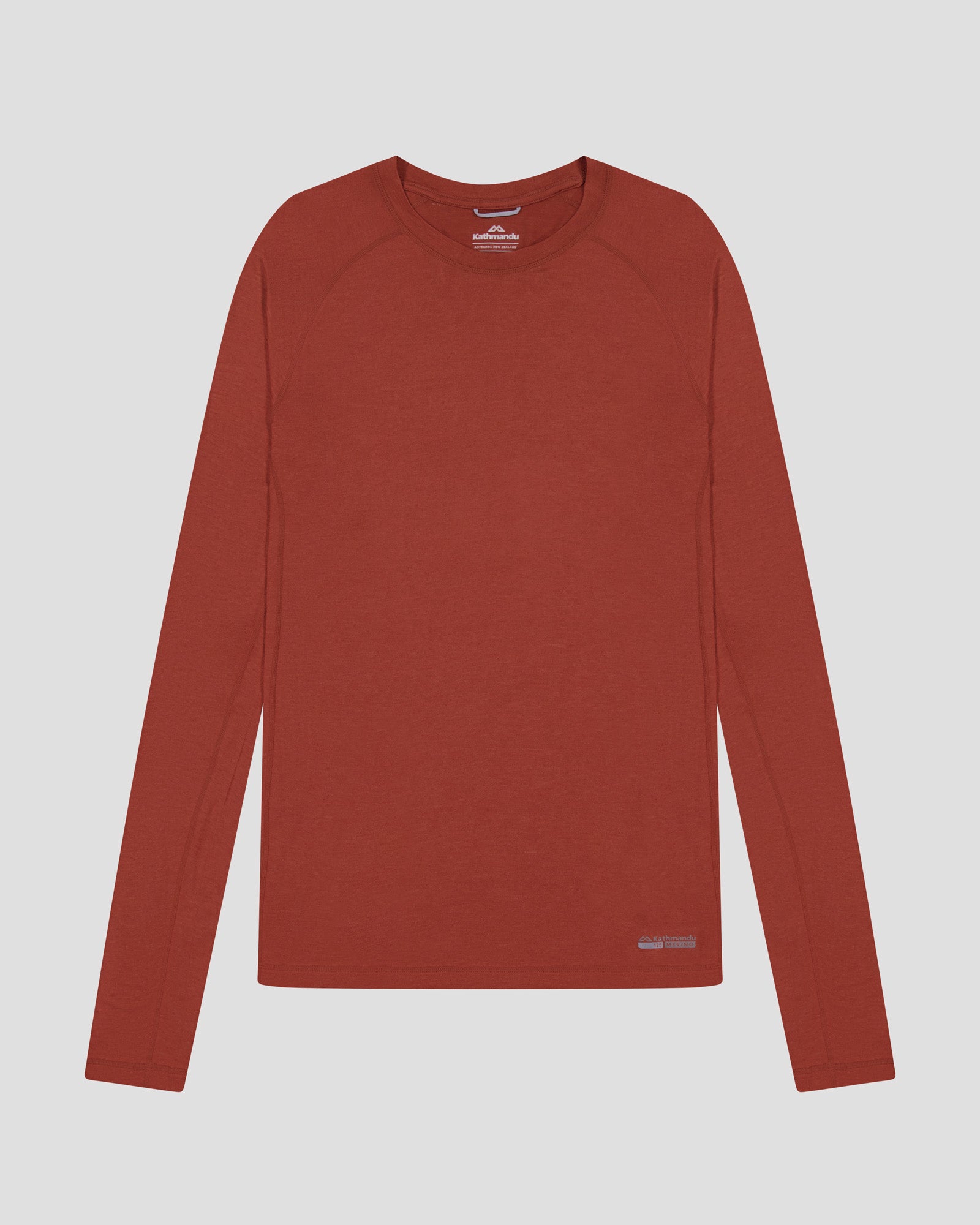 Men's K Merino 125 Baselayer Top - Redwood Color | Lightweight Merino Wool Base Layer for Hiking, Skiing & Outdoor Activities