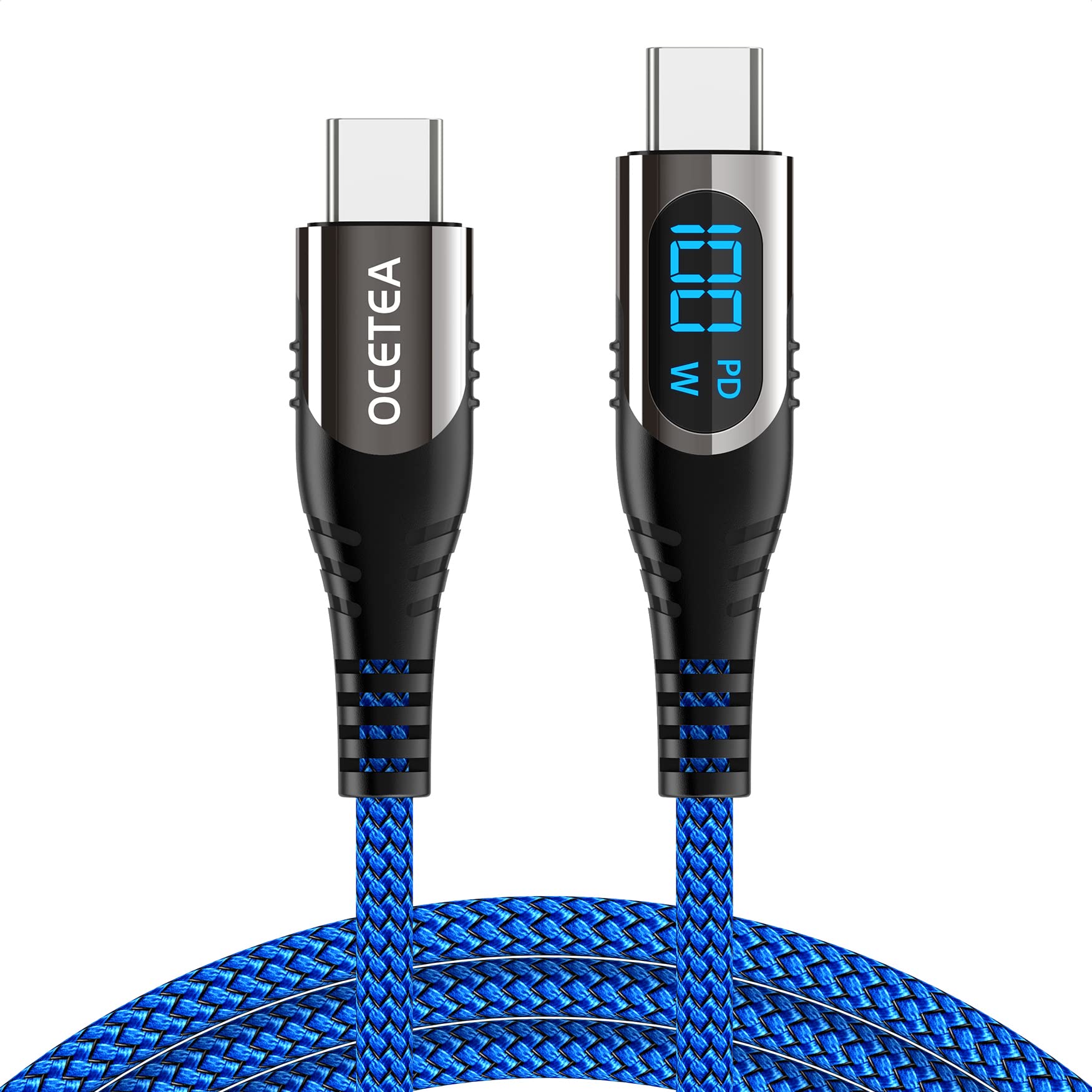 100W USB C to USB C Fast Charging Cable with LED Display - PD Compatible for iPhone 15 Pro Max, Galaxy S24/S23 Ultra, Pixel 7, Huawei Mate 60 Pro, MacBook Pro - Perfect for Travel, Office & Home Charging (6.6ft/2M)