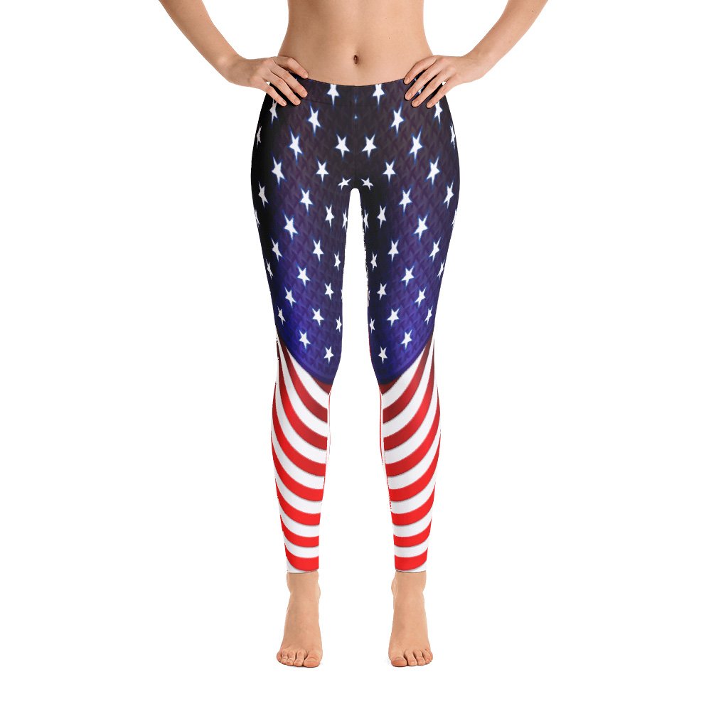 USA Flag 4th of July Women's Leggings - Patriotic Yoga Pants Made in USA | Perfect for Independence Day Celebrations, Workouts & Casual Wear