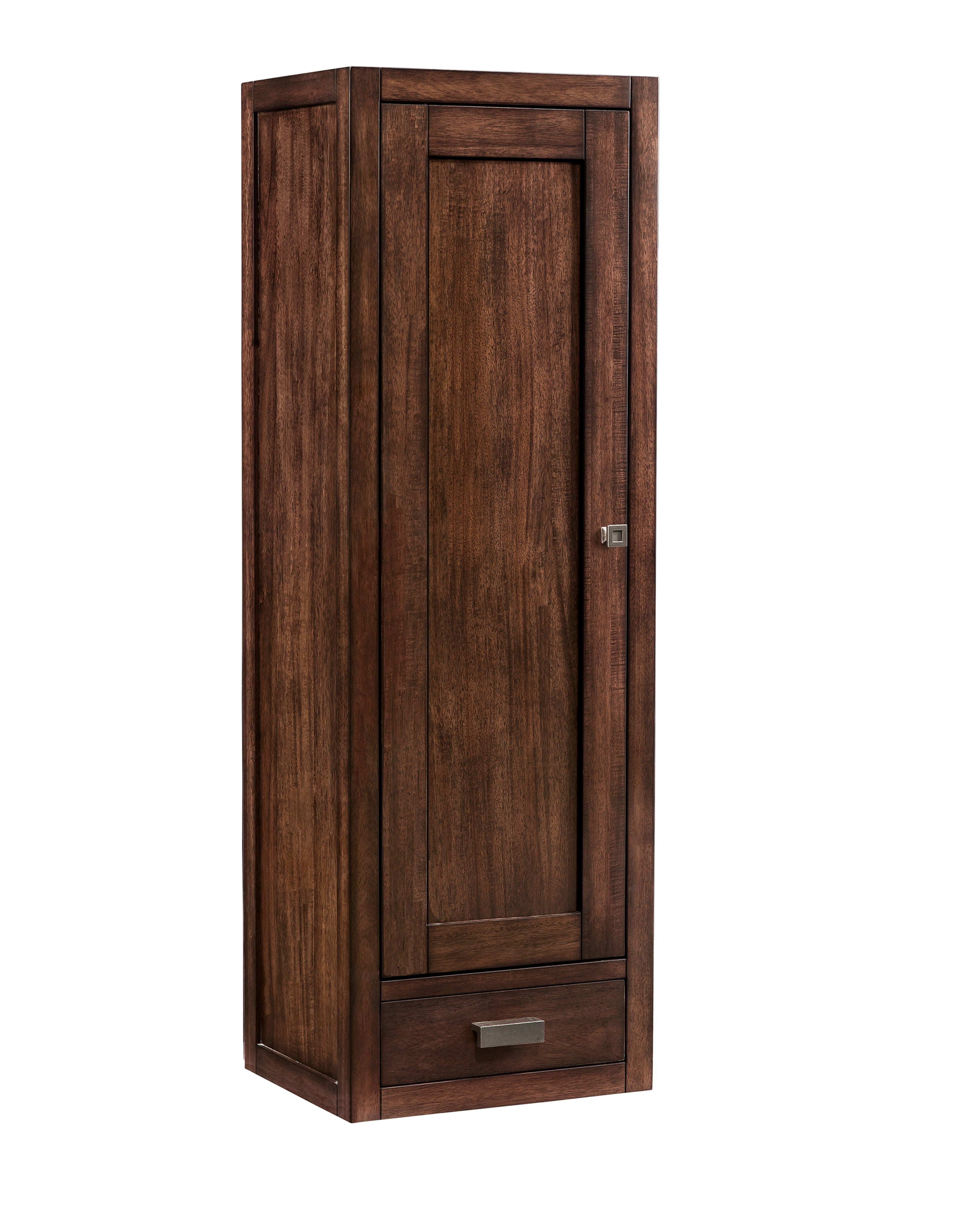 Addison 12-Inch Depth Petite Tower Hutch - Left Side, Mid-Century Modern Acacia Wood Bookcase for Small Spaces | Perfect for Home Office, Living Room & Bedroom Storage