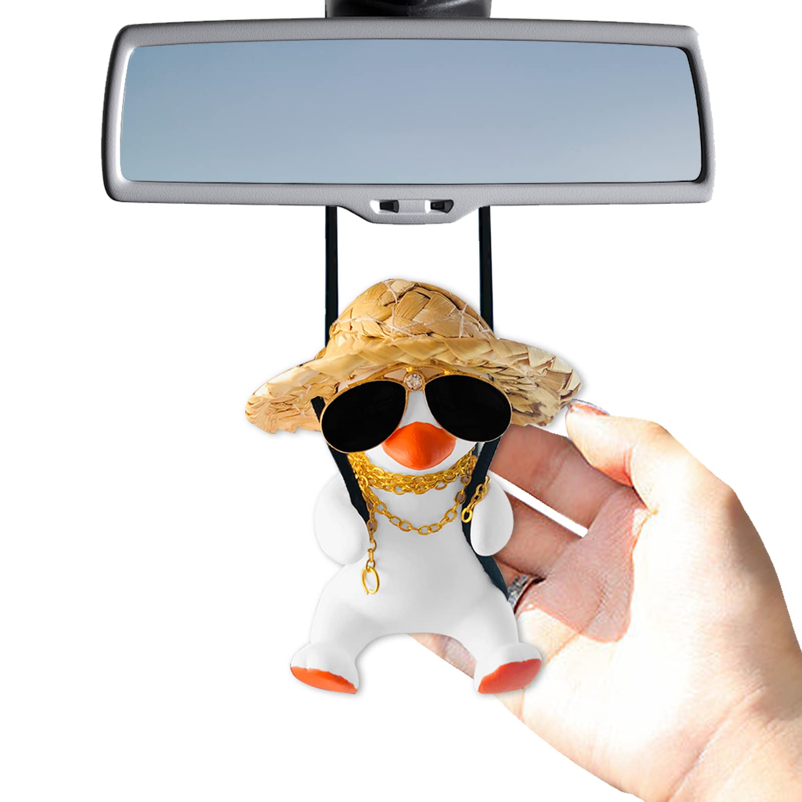 Zmoso Cute Duck Car Mirror Hanging Accessories - Plaster Material Car Decor for Women | Perfect for Rearview Mirror Decoration & Car Interior Styling