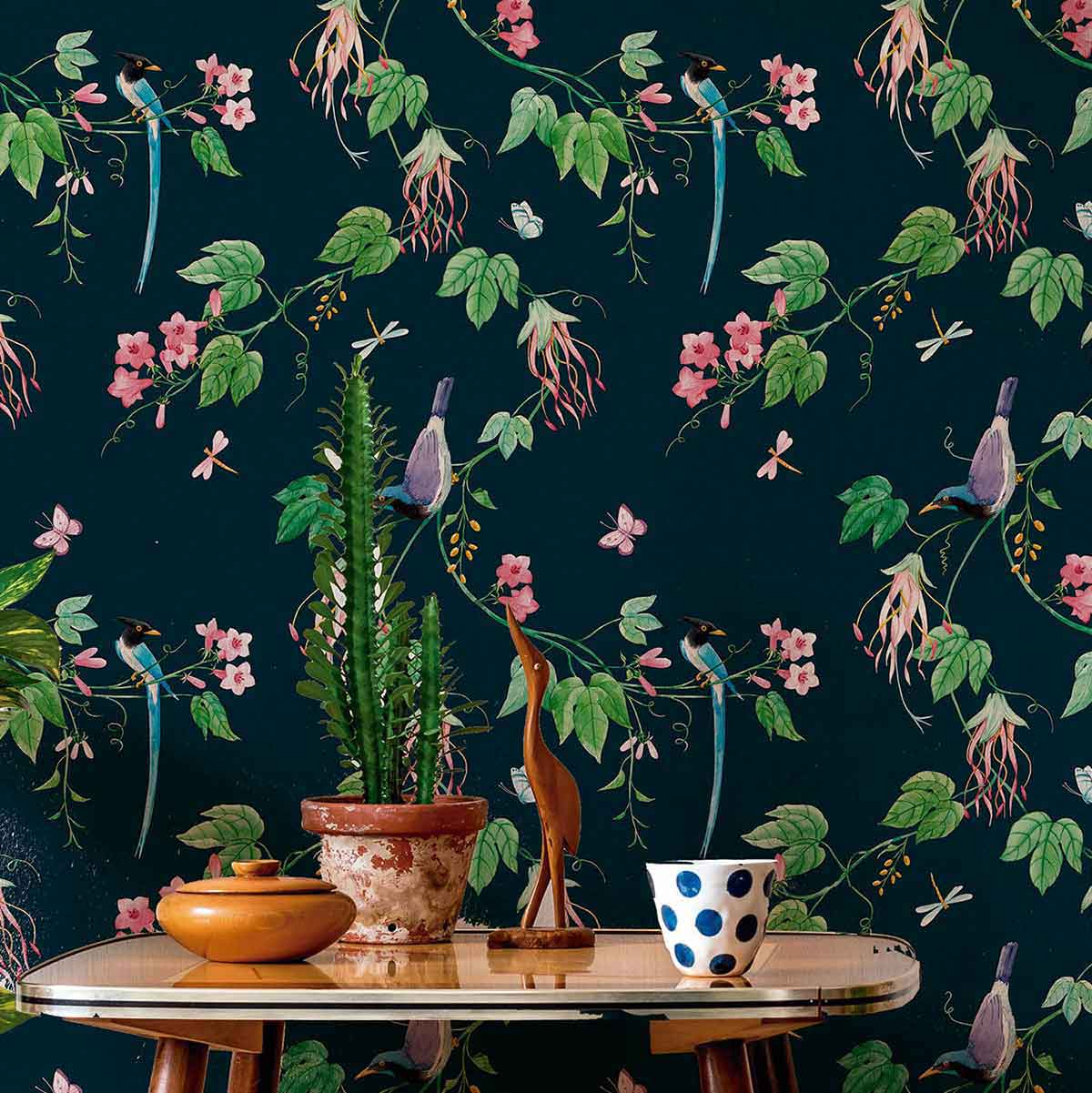Green Flower Peel and Stick Removable Wallpaper 4130 - Self-Adhesive Decorative Wall Covering for Home, Office & Nursery Decor | Easy DIY Installation