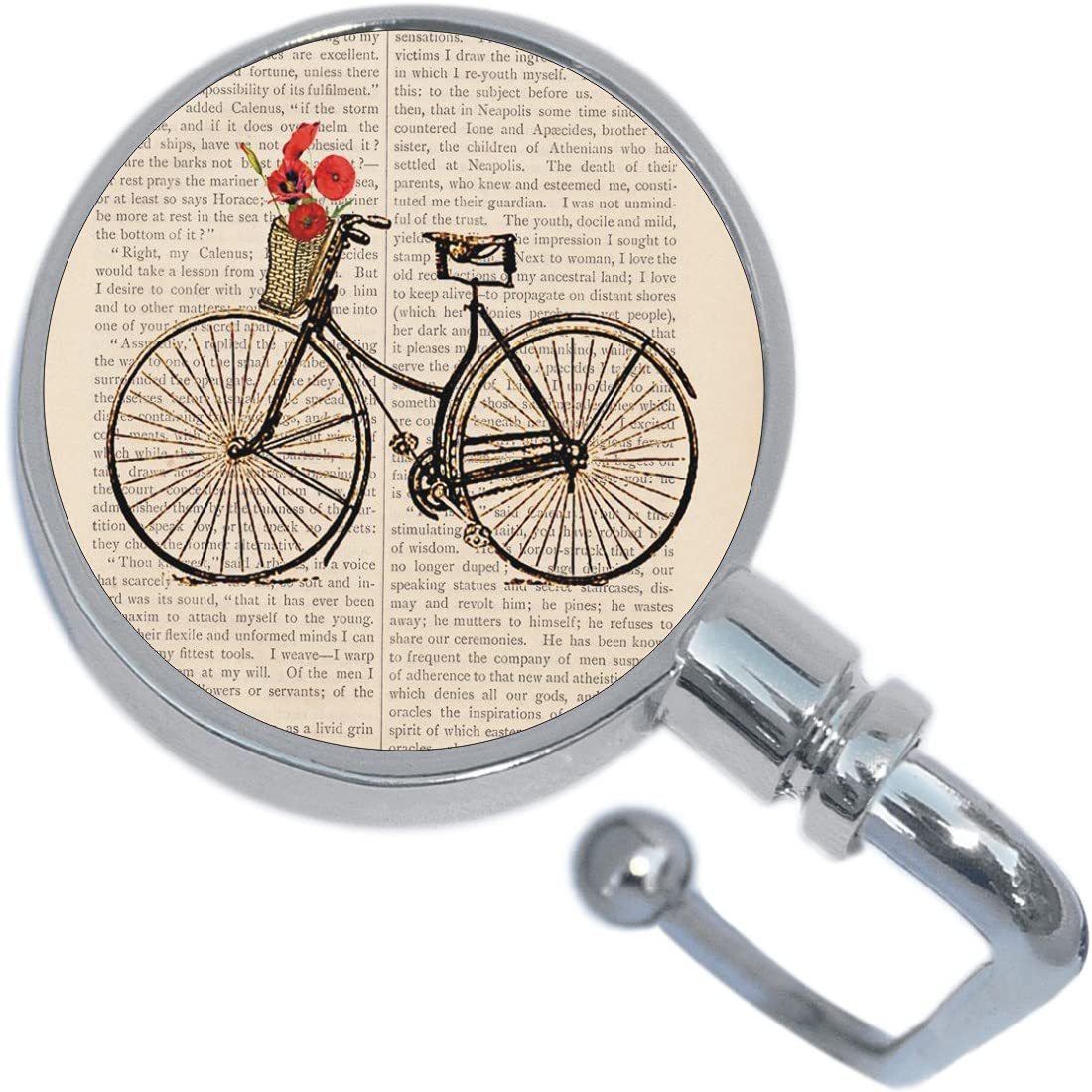 NewCharms Bicycle Themed Flower Purse Hanger - Cute Handbag Hook for Women, Girls - Perfect for Restaurants, Shopping, Travel & Home Organization