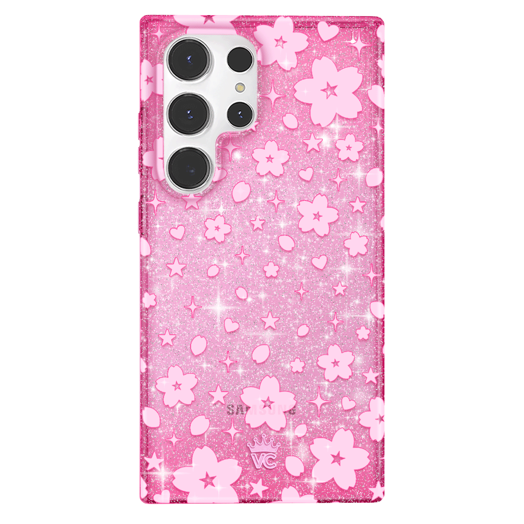 Cherry Blossom Glitter Samsung Phone Case - Elegant & Protective Cover for Samsung Galaxy S21/S20/Note 20 - Perfect for Spring Outfits & Everyday Use