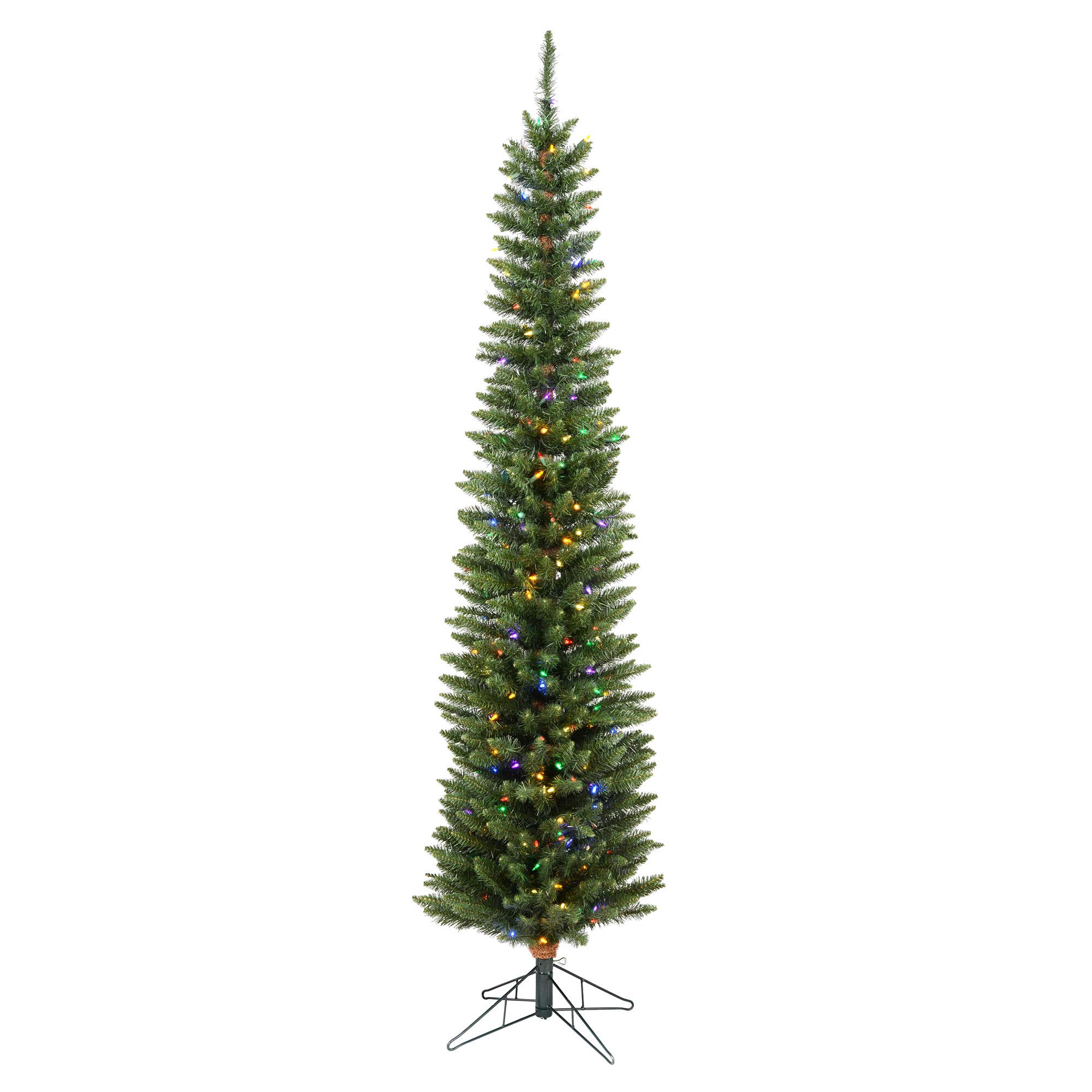 Vickerman 5.5 Foot Durham Pole Artificial Christmas Tree with Multi-Colored LED Dura-Lit Lights - Pre-Lit Faux Christmas Tree for Indoor Holiday Decor - Perfect for Living Room, Office & Seasonal Home Decoration