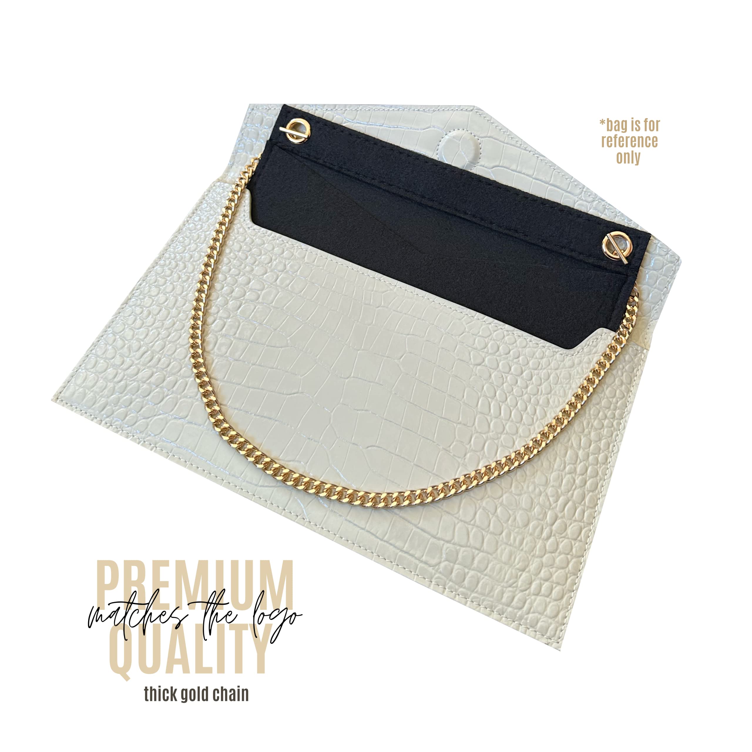 Uptown Clutch Conversion Kit with Gold Chain - Wristlet Insert Wallet on Chain (WOC) - Beige Uptown Pouch Insert for Women | Perfect for Parties, Weddings & Evening Events
