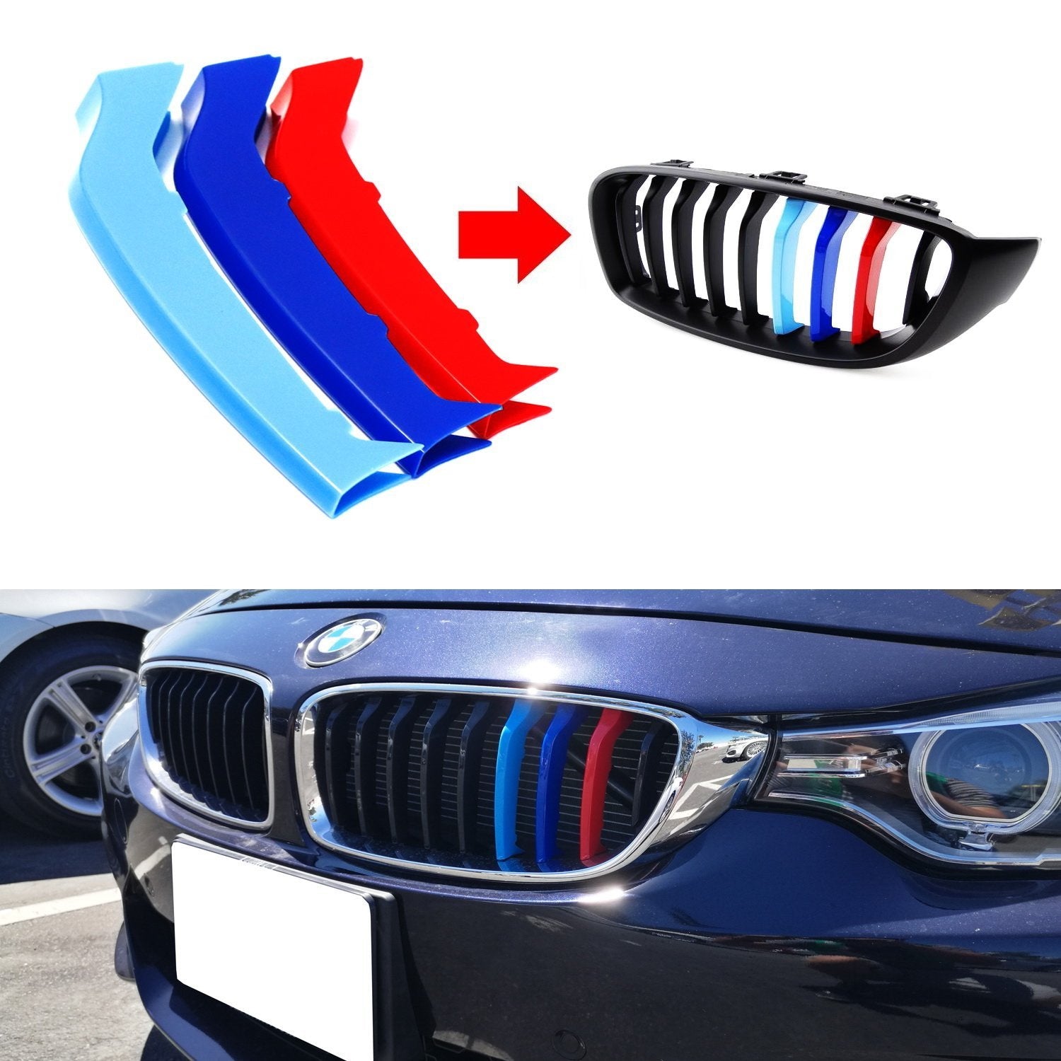 Exact Fit ///M Style Colored Grille Insert Trims for 2014-2020 BMW F32 F33 F36 4 Series - Upgrade Your Car's Front Grille for a Sporty Look (Perfect for Car Enthusiasts & Customization)