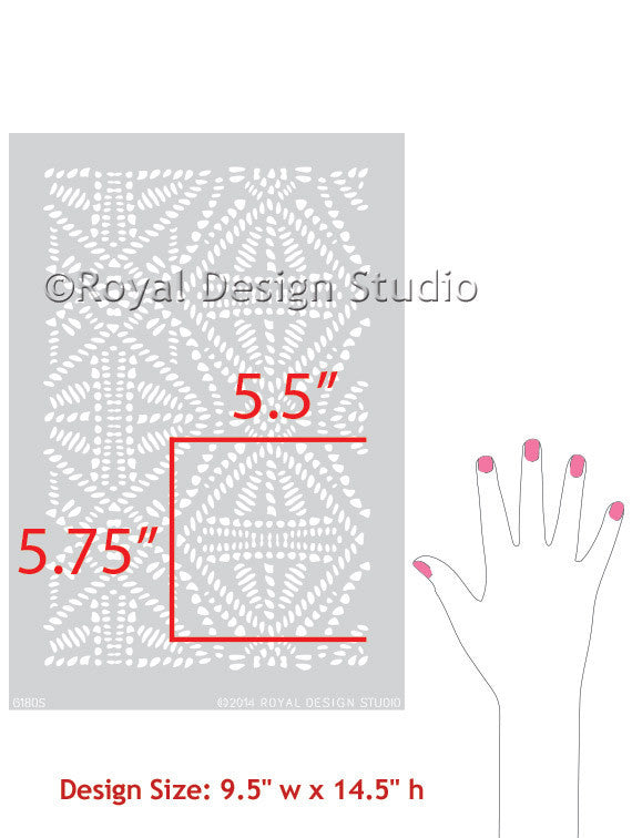 Tribal Batik Furniture Stencil - Handmade Wooden Stencils for DIY Furniture Painting & Home Decor | Perfect for Cabinets, Tables, and Wall Art Projects