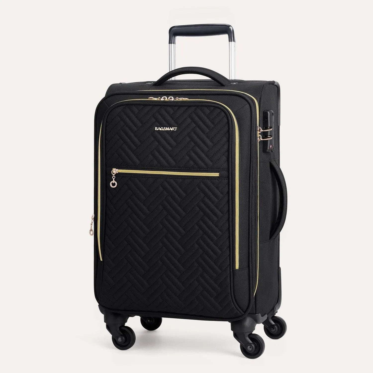 20 Inch Bonchemin Quilted Business & Travel Suitcase - Lightweight Carry-On Luggage with Spinner Wheels for Business Trips & Weekend Getaways