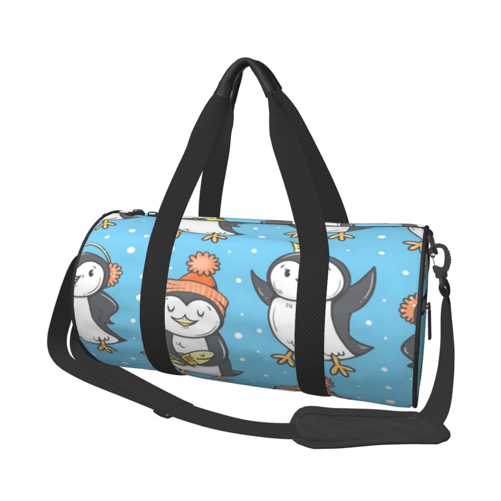Stylish Penguin Print Sports Duffel Bag - Large Travel Tote Carry On Weekender Gym Overnight Bag for Men & Women - Perfect for Gym, Travel, Sports & Weekend Getaways