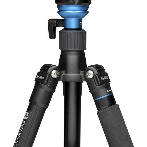 Benro Reverse Folding Aluminum Travel Tripod with S4Pro Fluid Video Head - Lightweight Compact Tripod for Travel Photography, Vlogging & Outdoor Shooting