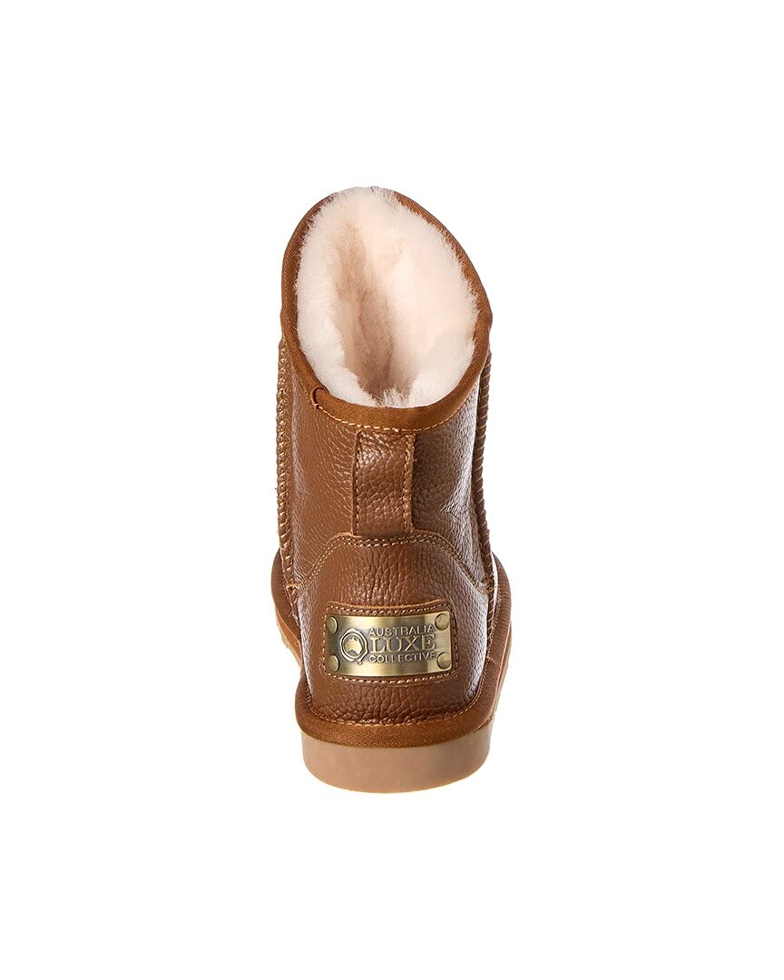 Cozy Xtra Short Buff Boots for Women - Lightweight Comfortable Indoor/Outdoor Leather Boots (Whiskey, Size 7) - Perfect for Casual Wear, Home Lounging & Quick Errands
