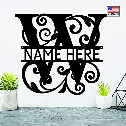 Personalized Custom Door Hanger - Family Name Sign Wall Decor - Split Letter Monogram - White PVC Home Decoration for Front Door, Nursery, Wedding Gift