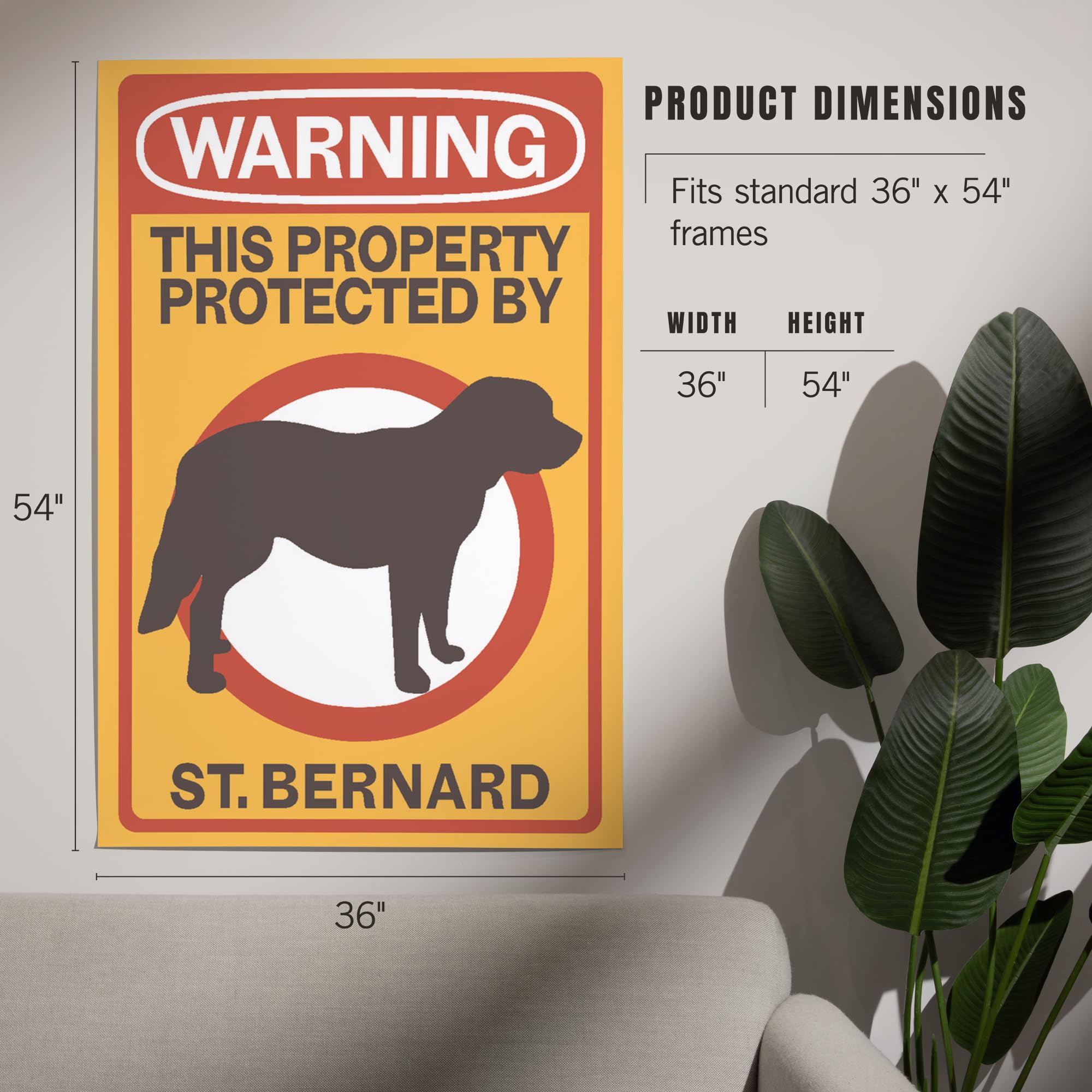 Lantern Press 36x54 Inch Giclee Art Print - St Bernard Dog Wall Decor for Living Room, Bedroom & Office - Premium Canvas Painting for Home Decoration