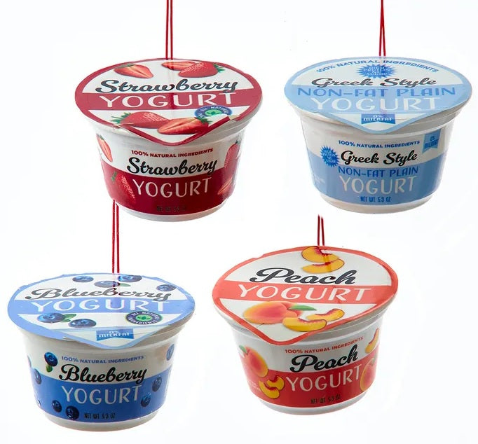 3 Pack Yogurt Ornaments - Cute Mini Yogurt Cup Decorations for Christmas Tree, Party, Home & Office Decor - Perfect for DIY Crafts, Gifts & Holiday Festivities